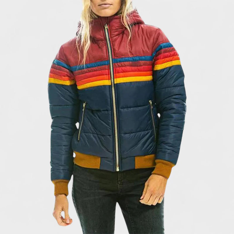 Maria | Retro Colorblock Hooded Puffer Jacket
