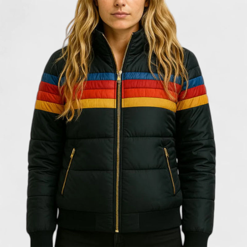 Maria | Retro Colorblock Hooded Puffer Jacket