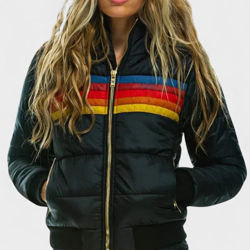 Maria | Retro Colorblock Hooded Puffer Jacket