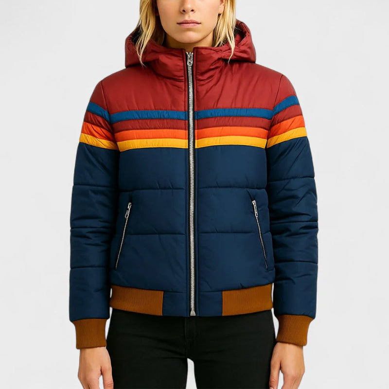 Maria | Retro Colorblock Hooded Puffer Jacket