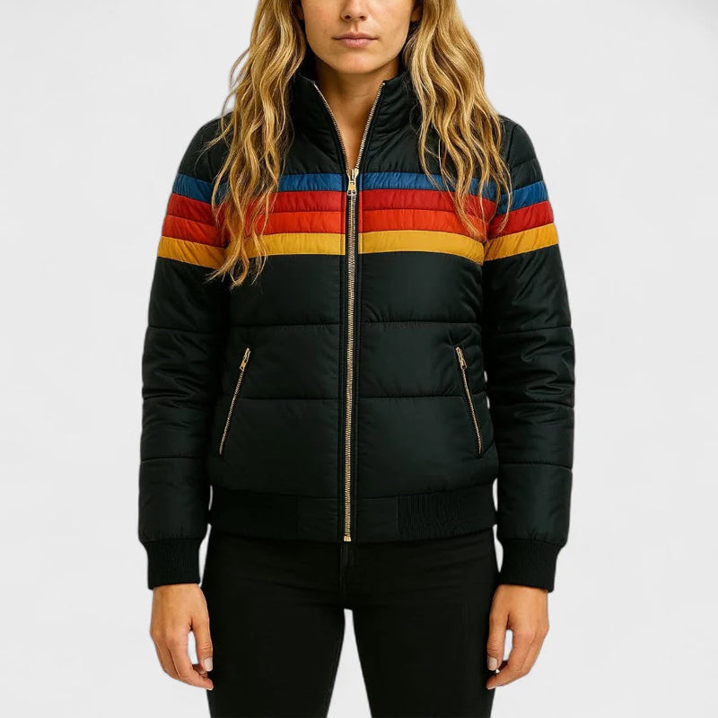 Maria | Retro Colorblock Hooded Puffer Jacket