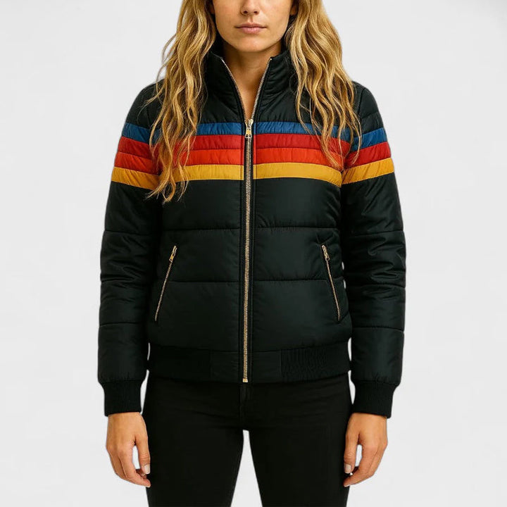 Maria | Retro Colorblock Hooded Puffer Jacket